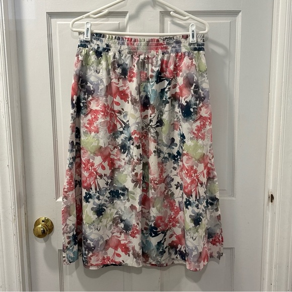 Athleta Jupe Savannah Floral Midi Skirt Size Large Watercolor Athletic Summer - Picture 2 of 10